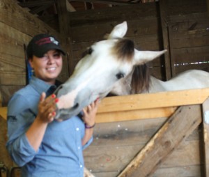 Chelsea Miller spending a few more moments with Karma before letting her go to auction